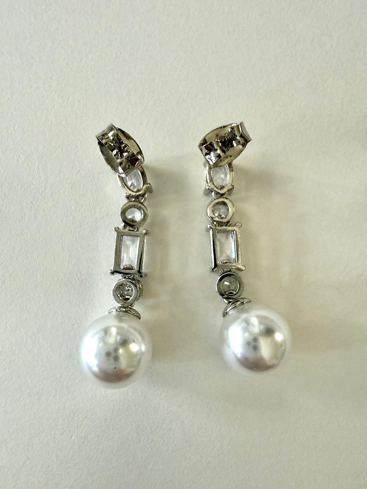 Angel Drop Sparkling Earrings - Silver