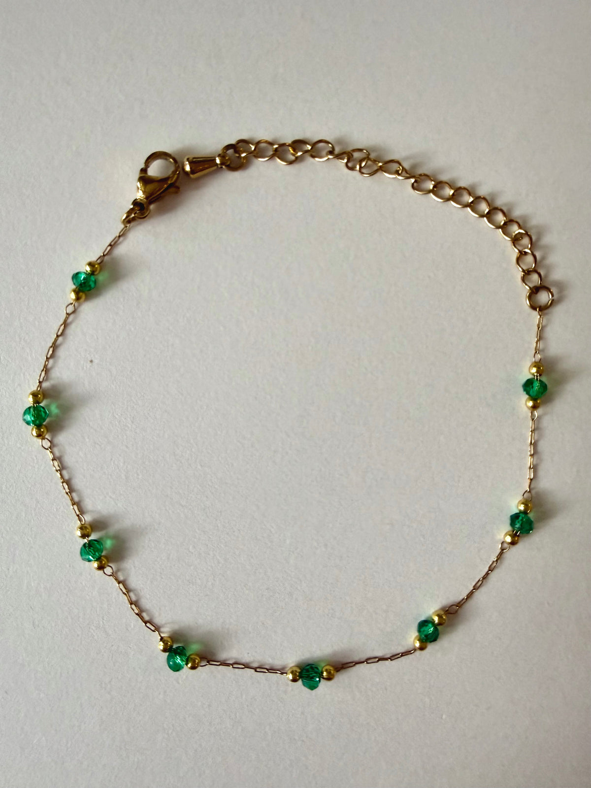 Sparkling Green Bead Bracelet – Gold Surgical Steel