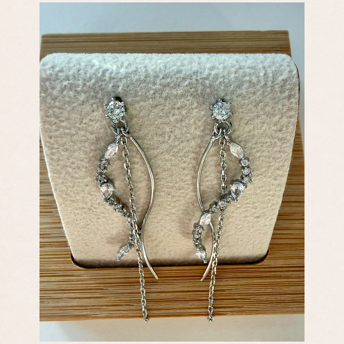 Ribbon Flow Drop Earrings - Silver