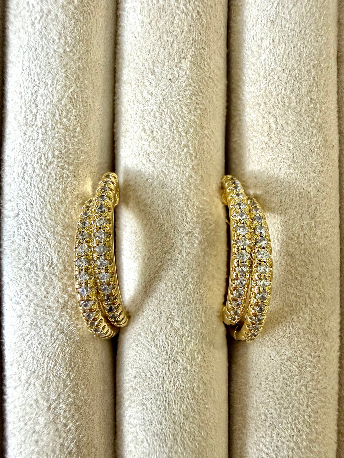 Double Row Sparkling Gold Hoop Earrings – GOLD