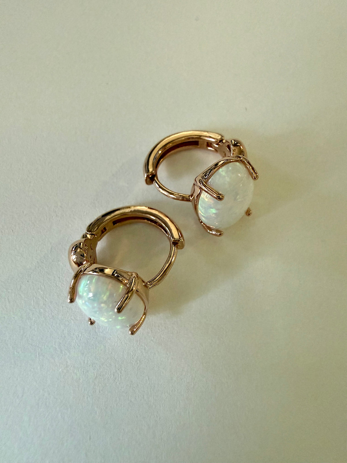 Lab-Created Opal Hoop Earrings