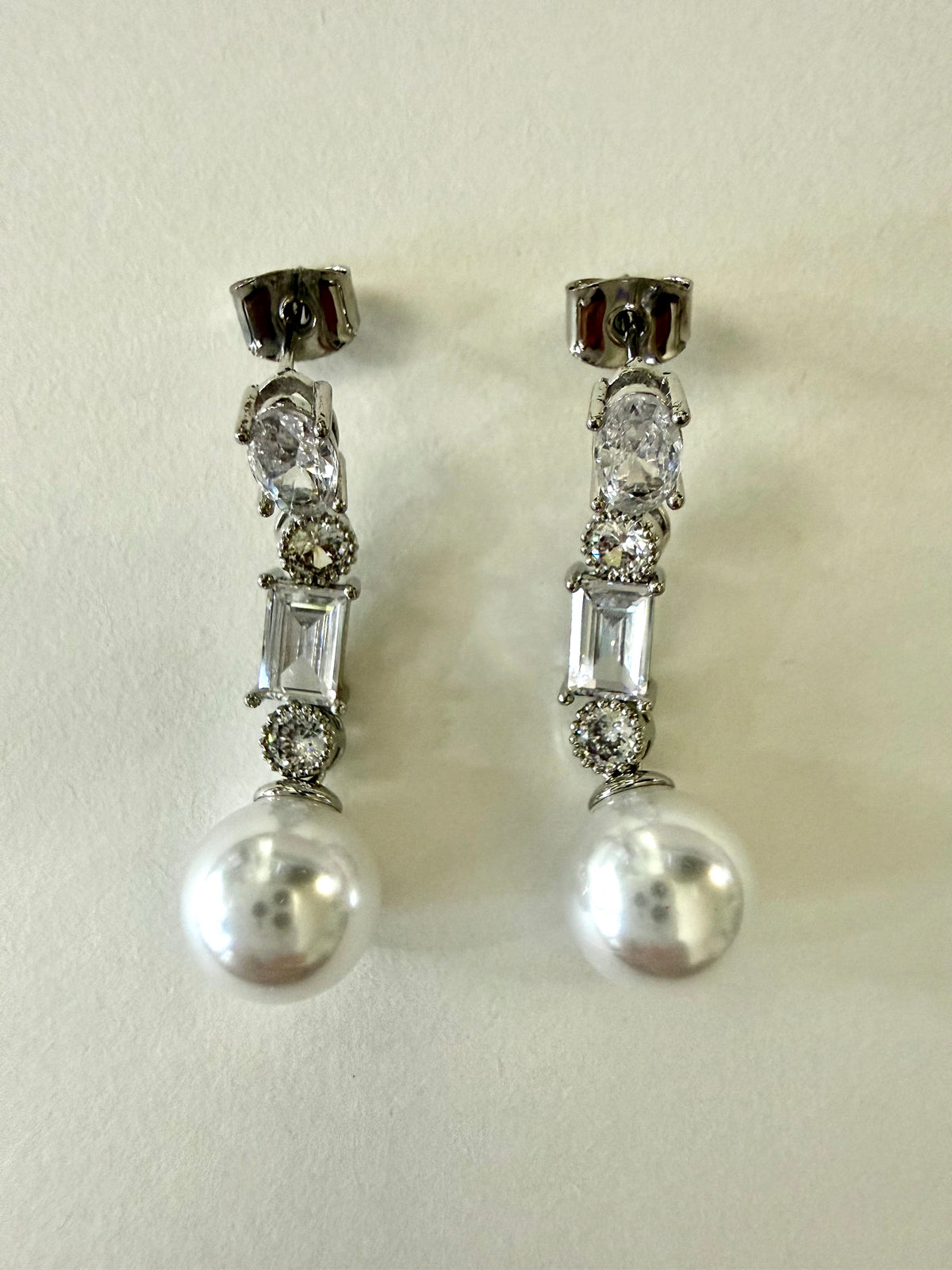 Angel Drop Sparkling Earrings - Silver