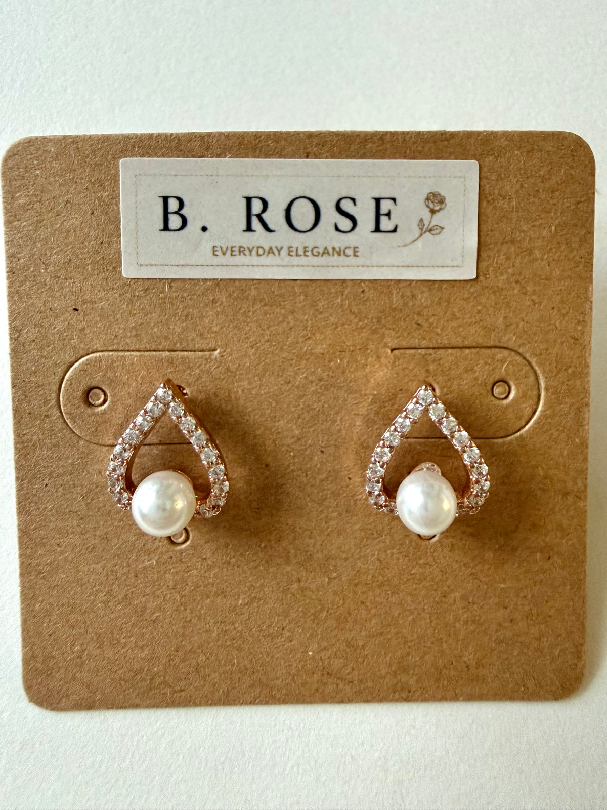 Pearl Teardrop Earrings – Rose Gold