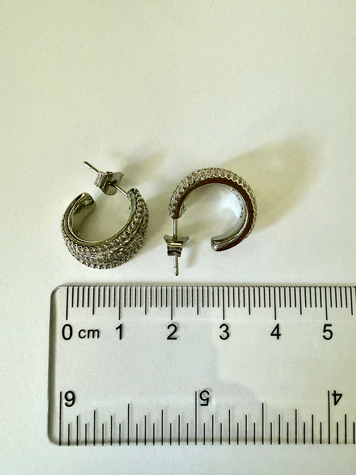 Triple Row Sparkling Hoop-Style Stud Earrings