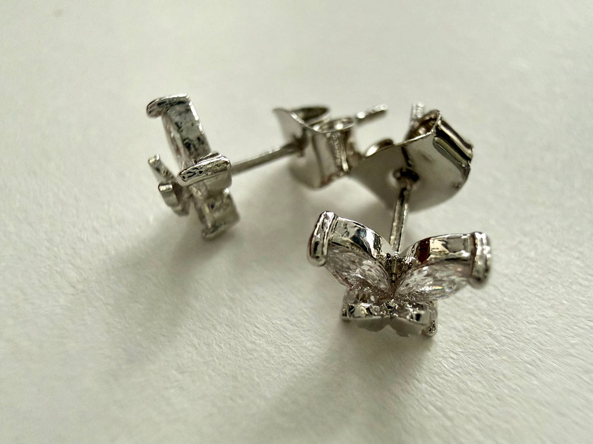 Flutter Butterfly Stud Earrings - Silver
