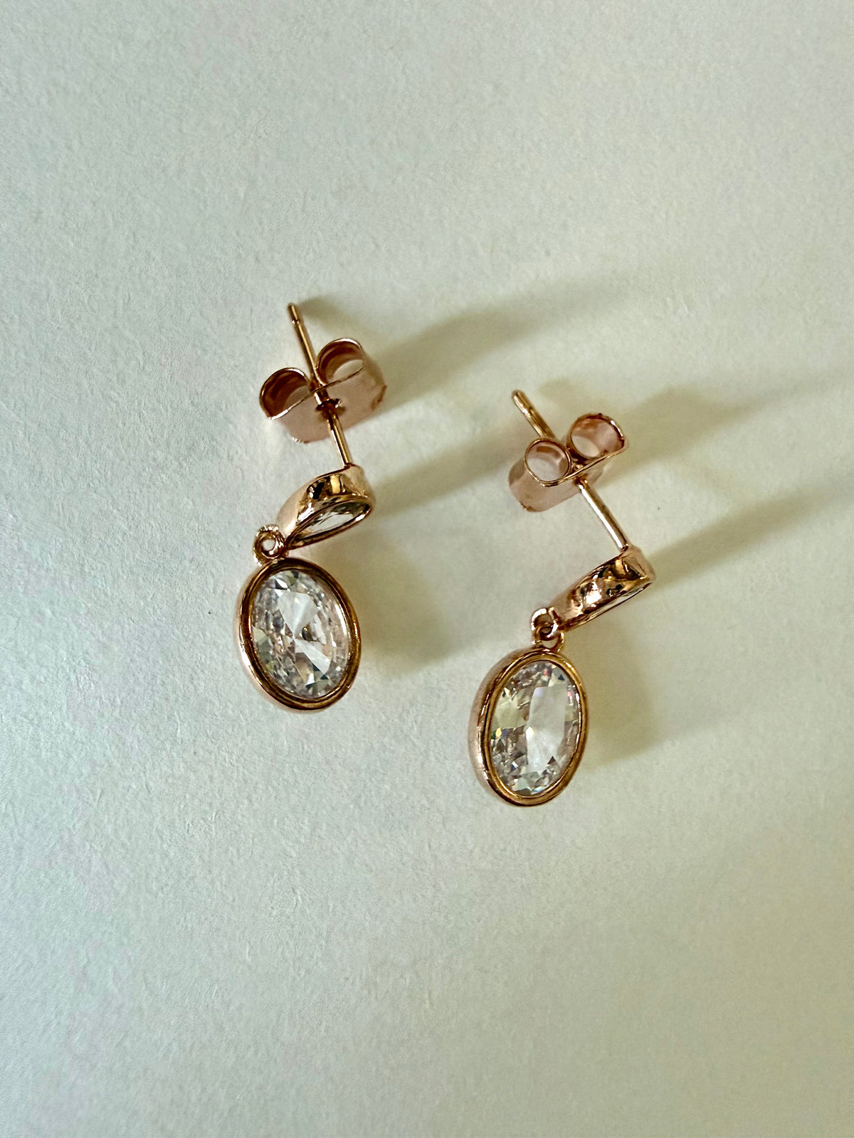 Oval Sparkle Drop Earrings - Gold