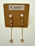 Snow Pearl Drop Earrings - Rose Gold