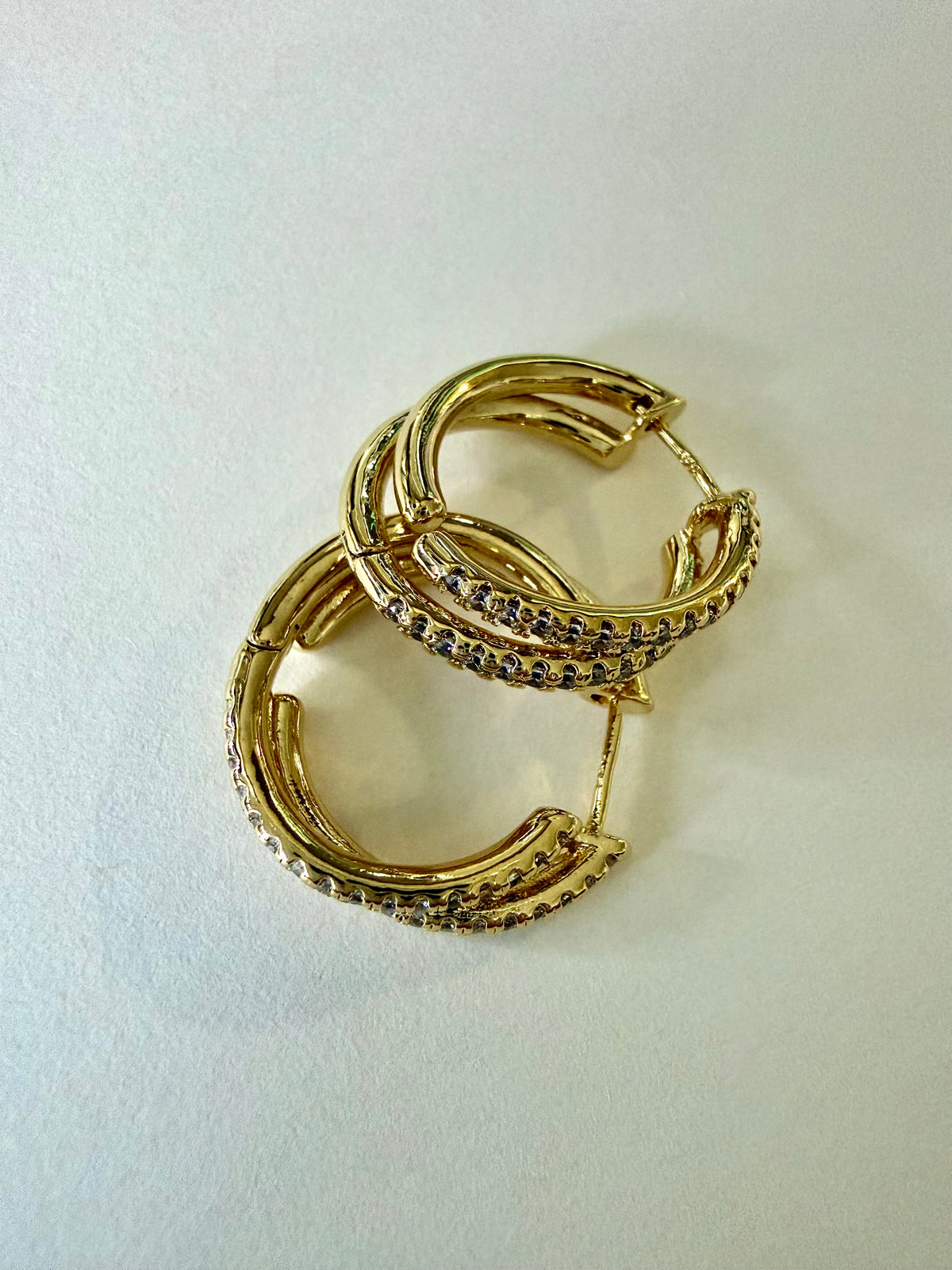 Double Row Sparkling Gold Hoop Earrings – GOLD