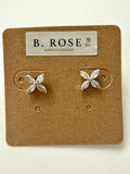 Crystal Bloom Stud Earrings - Silver