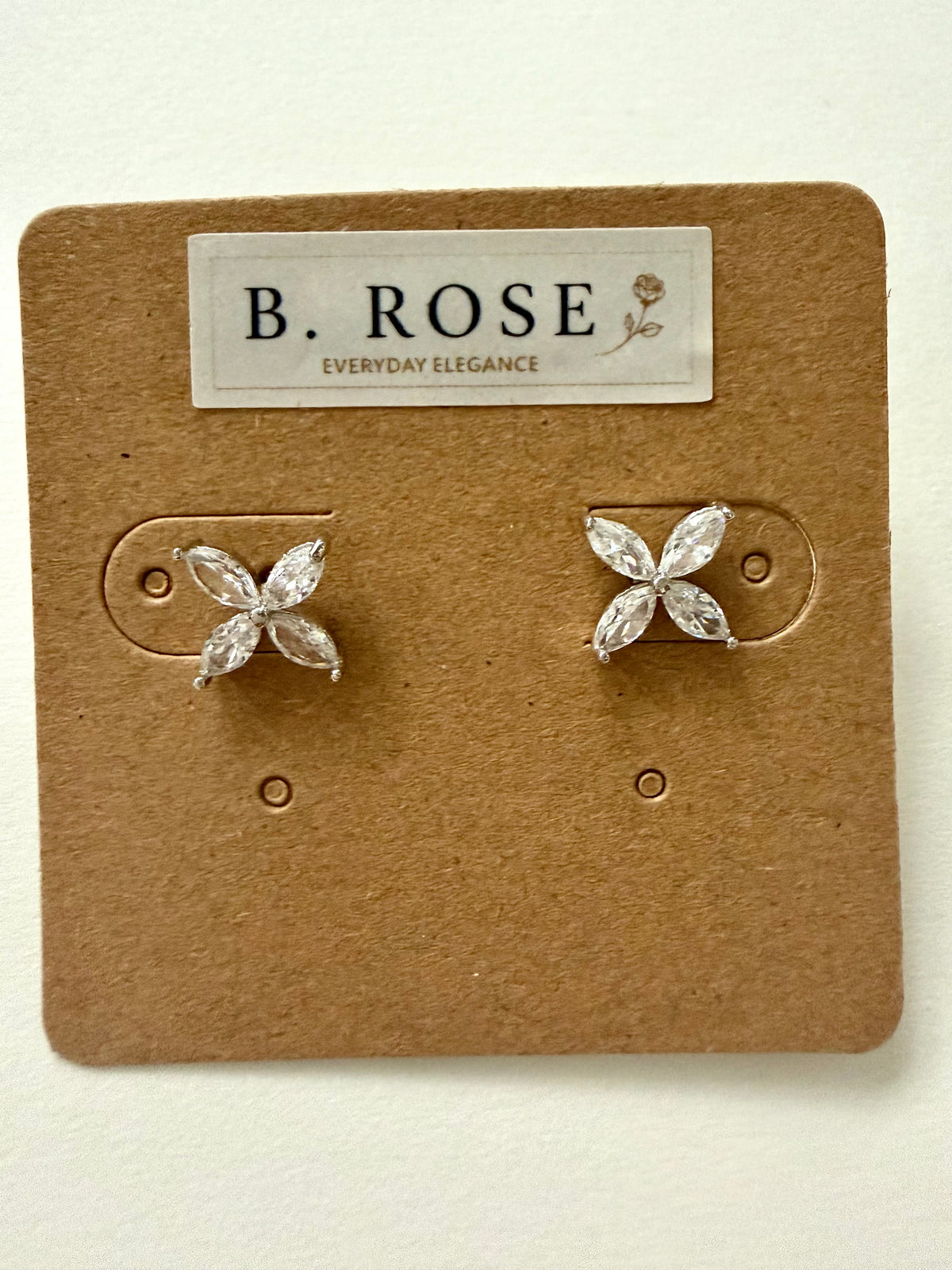 Crystal Bloom Stud Earrings - Silver