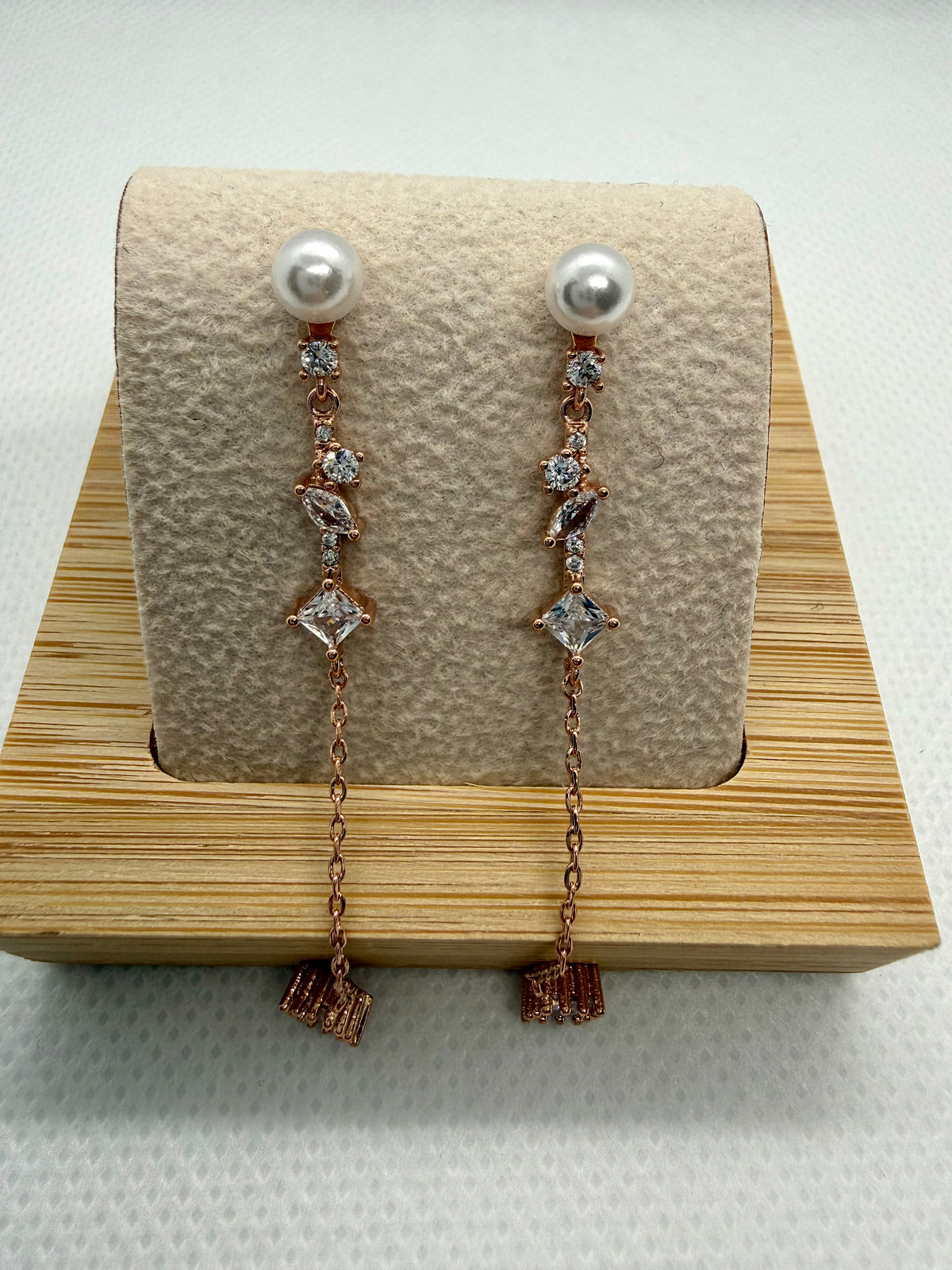 Snow Pearl Drop Earrings - Rose Gold