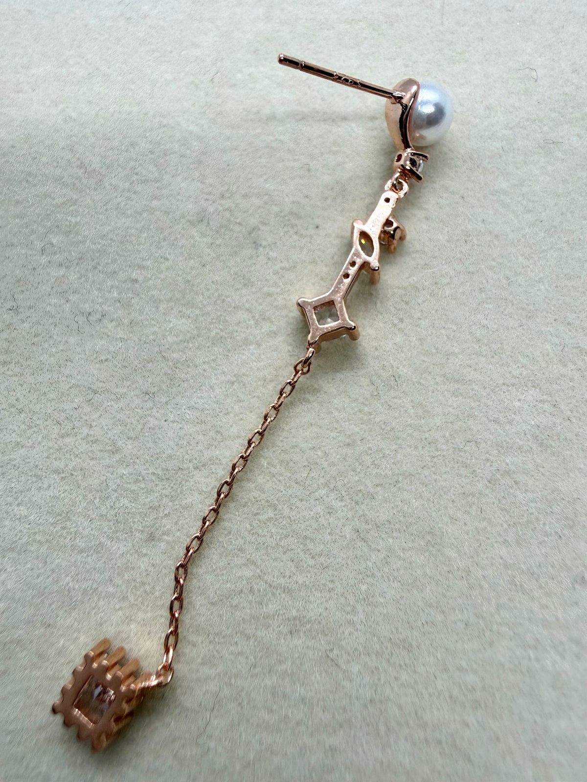 Snow Pearl Drop Earrings - Rose Gold