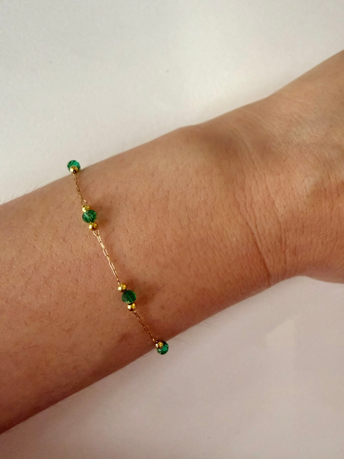 Sparkling Green Bead Bracelet – Gold Surgical Steel
