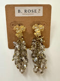 Gold Floral Crystal Drop Earrings - Gold