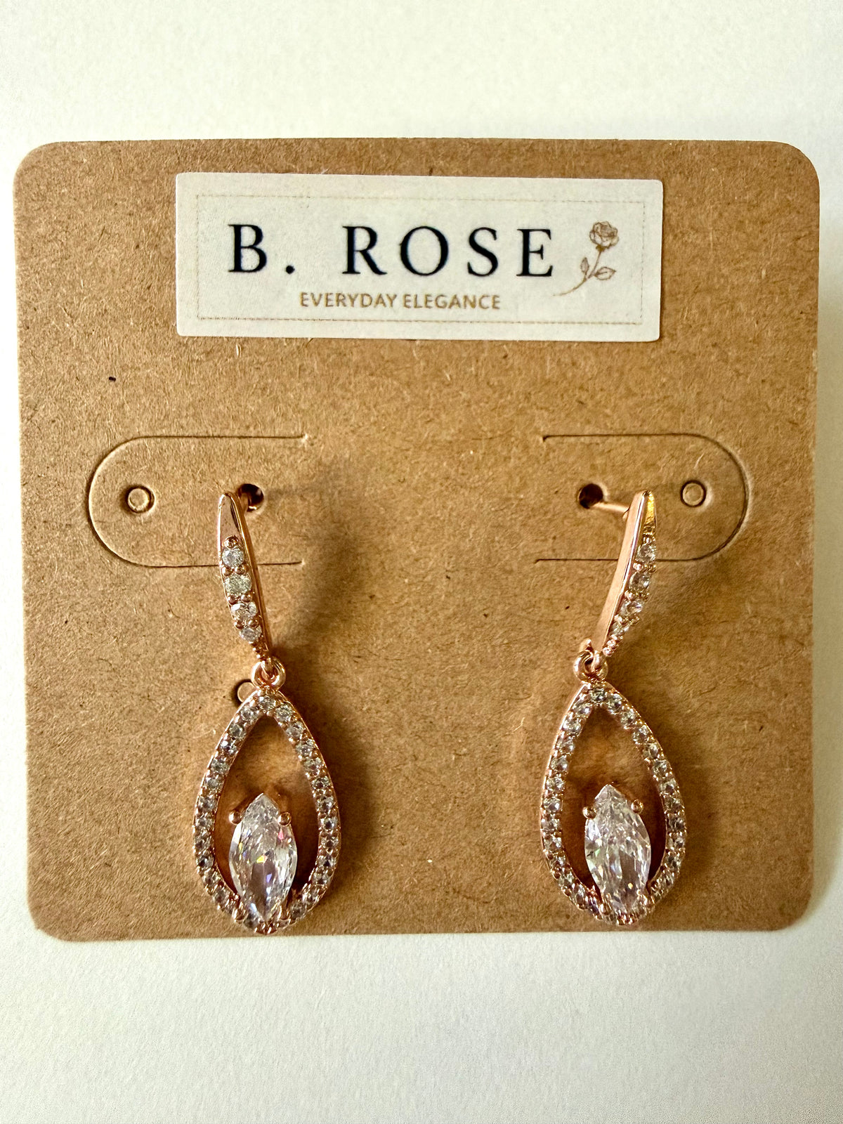 Teardrop Drop Earrings – Rose Gold