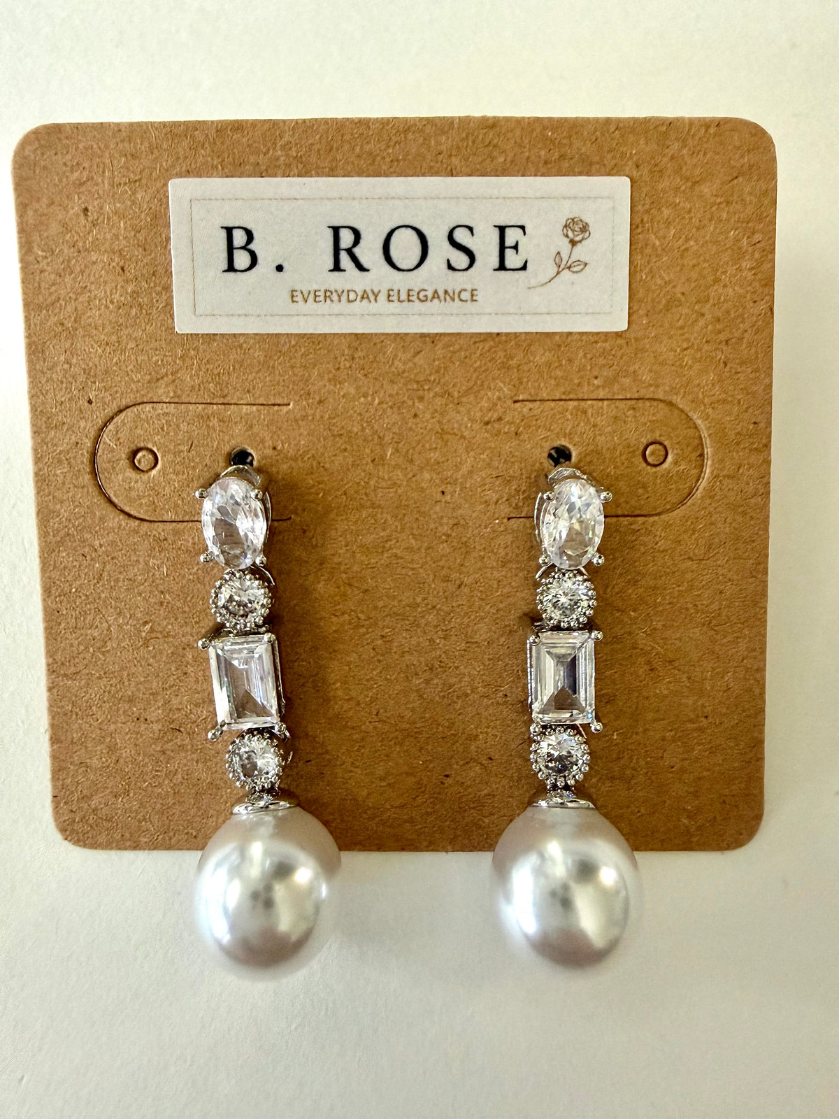 Angel Drop Sparkling Earrings - Silver