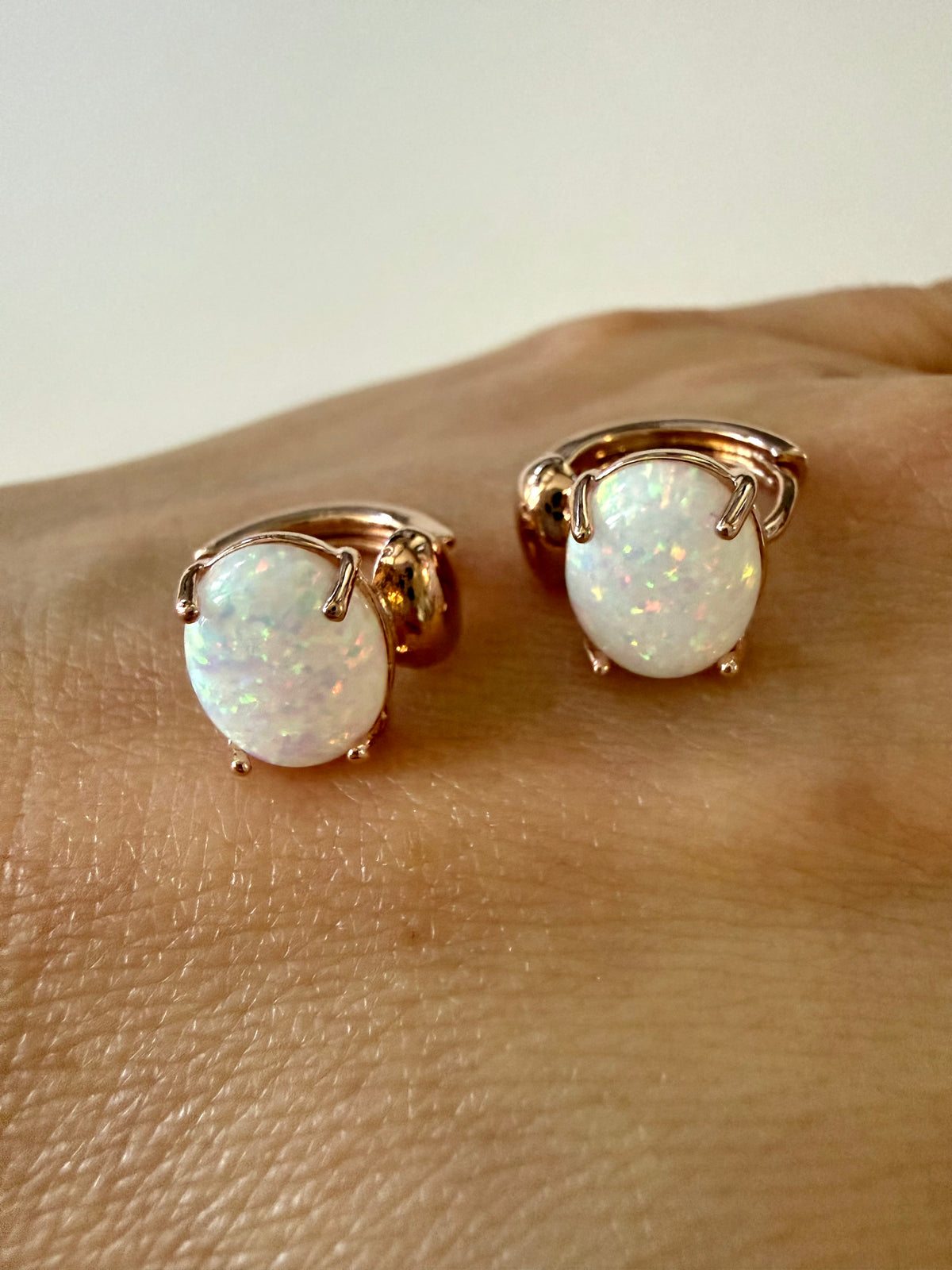 Lab-Created Opal Hoop Earrings