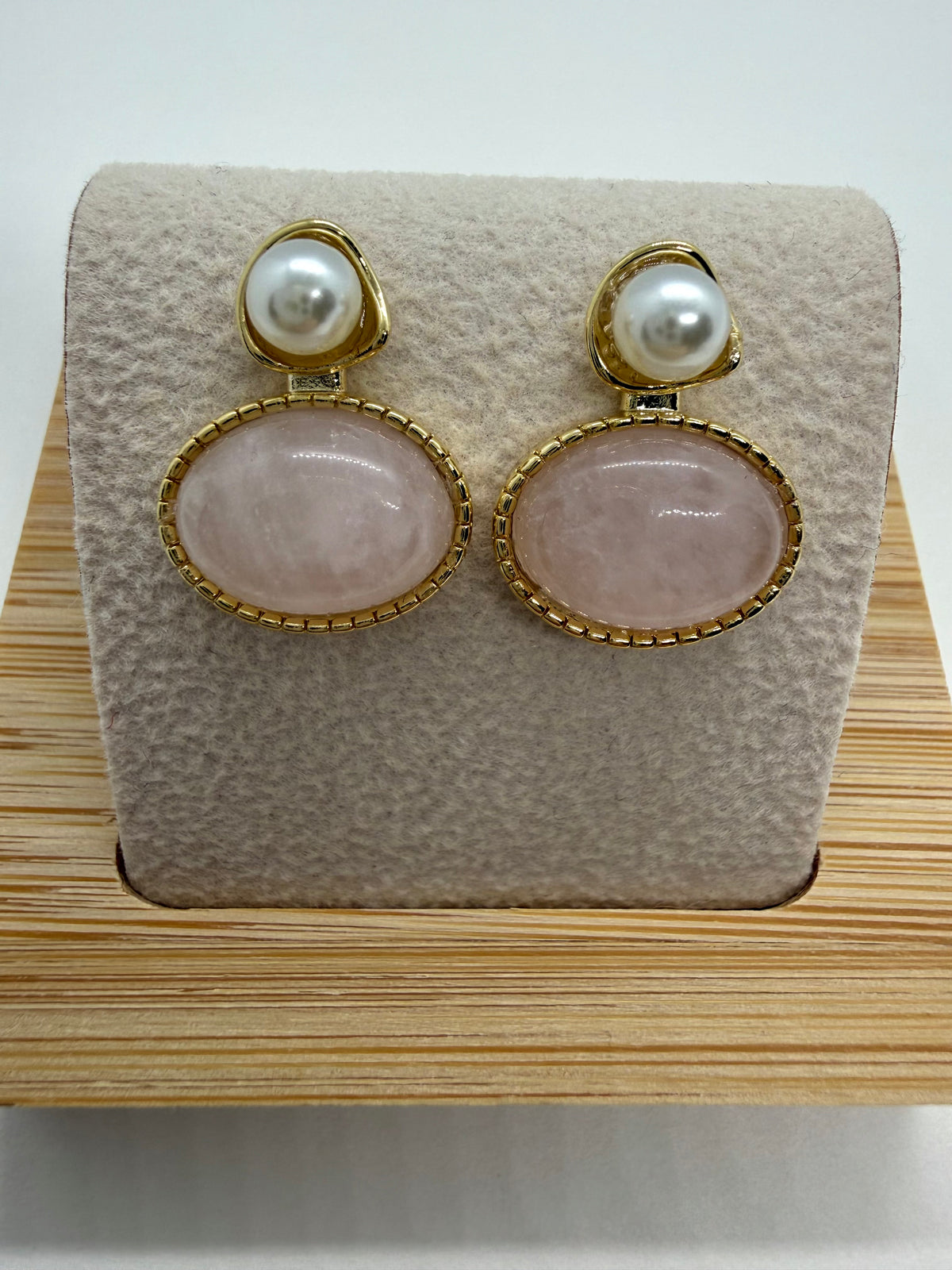 Pink Gemstone Stud Earrings – Gold