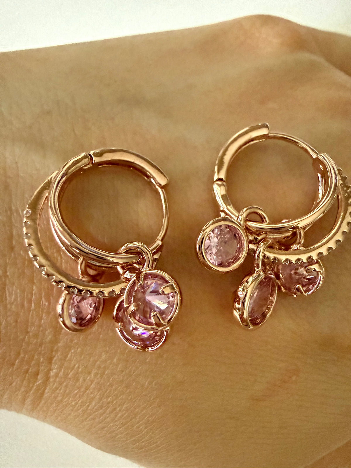 Pink Twinkle Hoop Earrings
