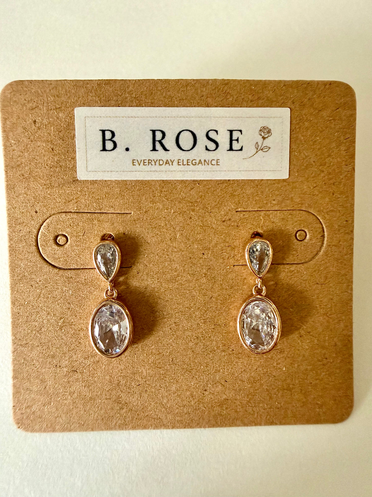Oval Sparkle Drop Earrings - Gold