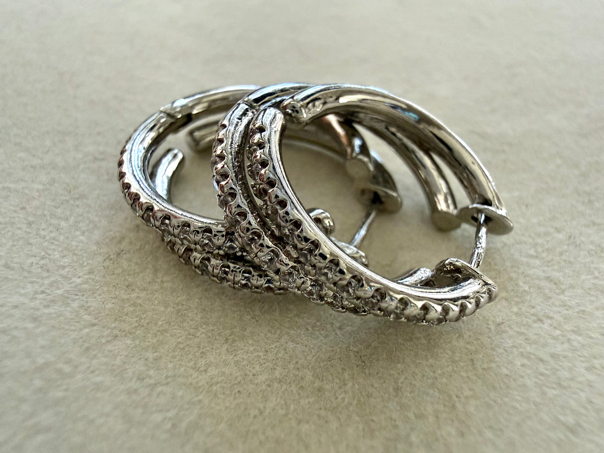 Avery Double Hoops - Silver