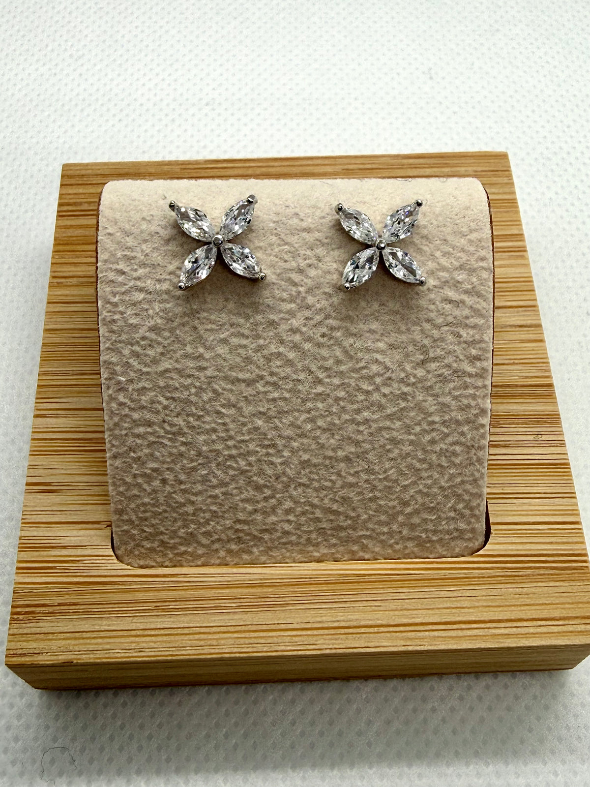 Crystal Bloom Stud Earrings - Silver