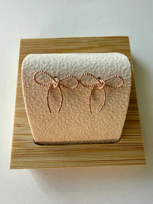 Bella Ribbon Earrings - Rose Gold