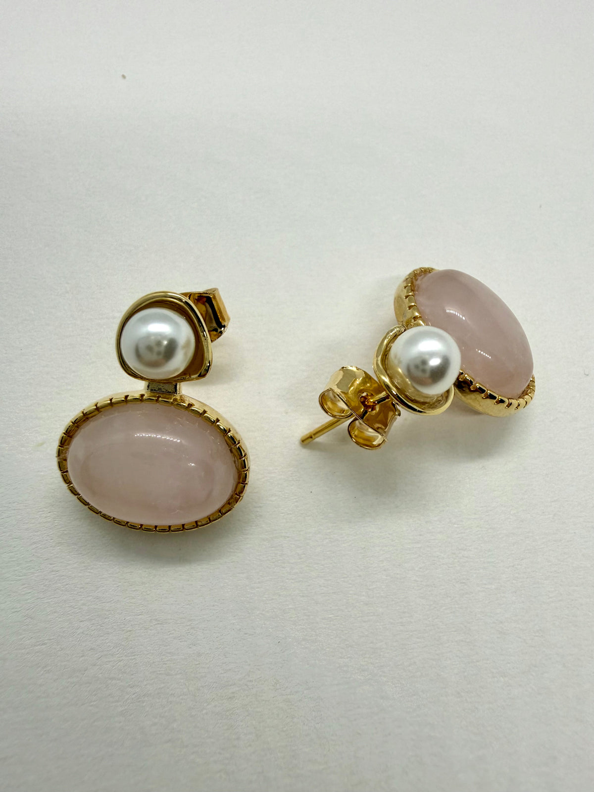 Pink Gemstone Stud Earrings – Gold