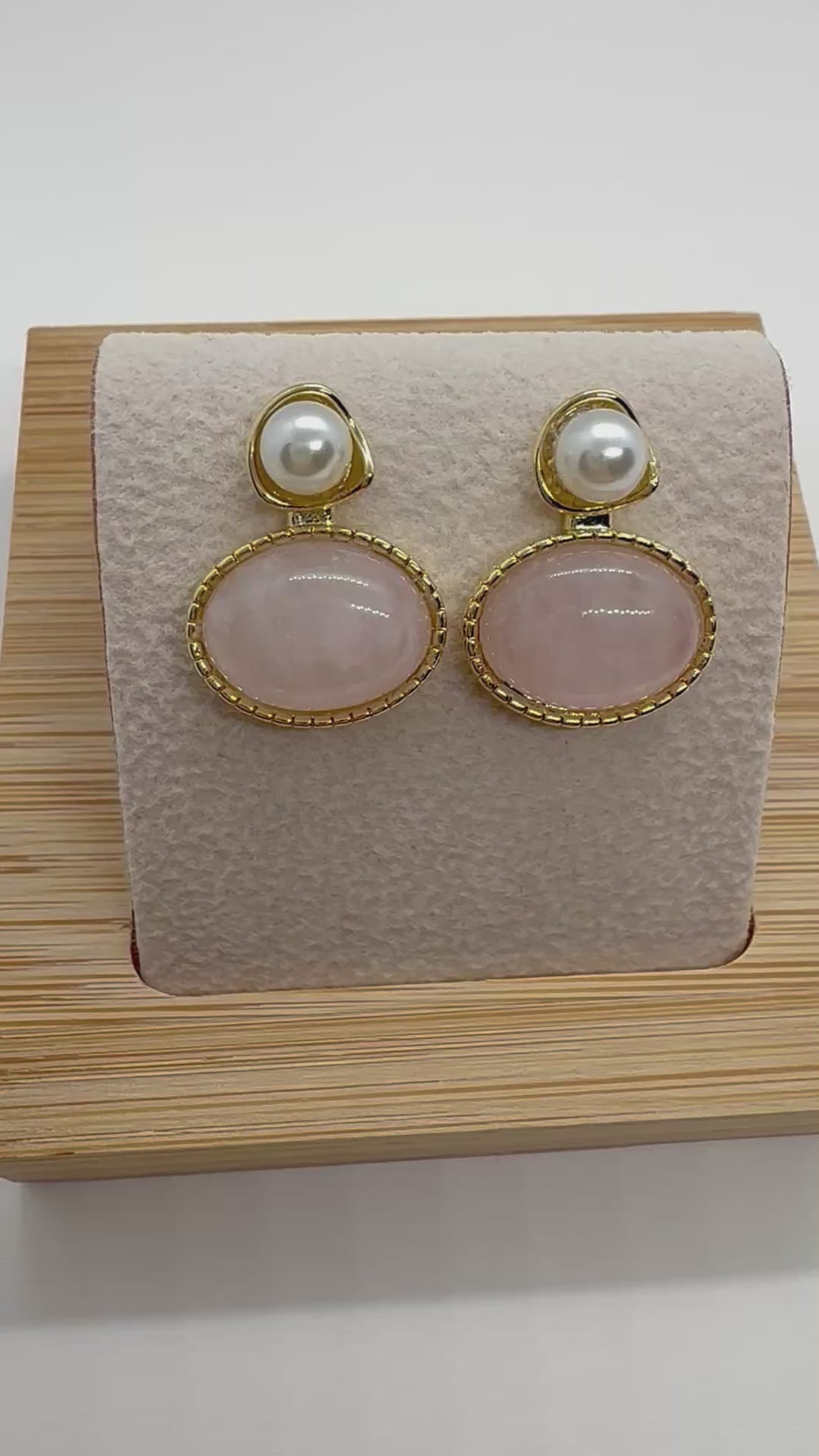 Pink Gemstone Stud Earrings – Gold