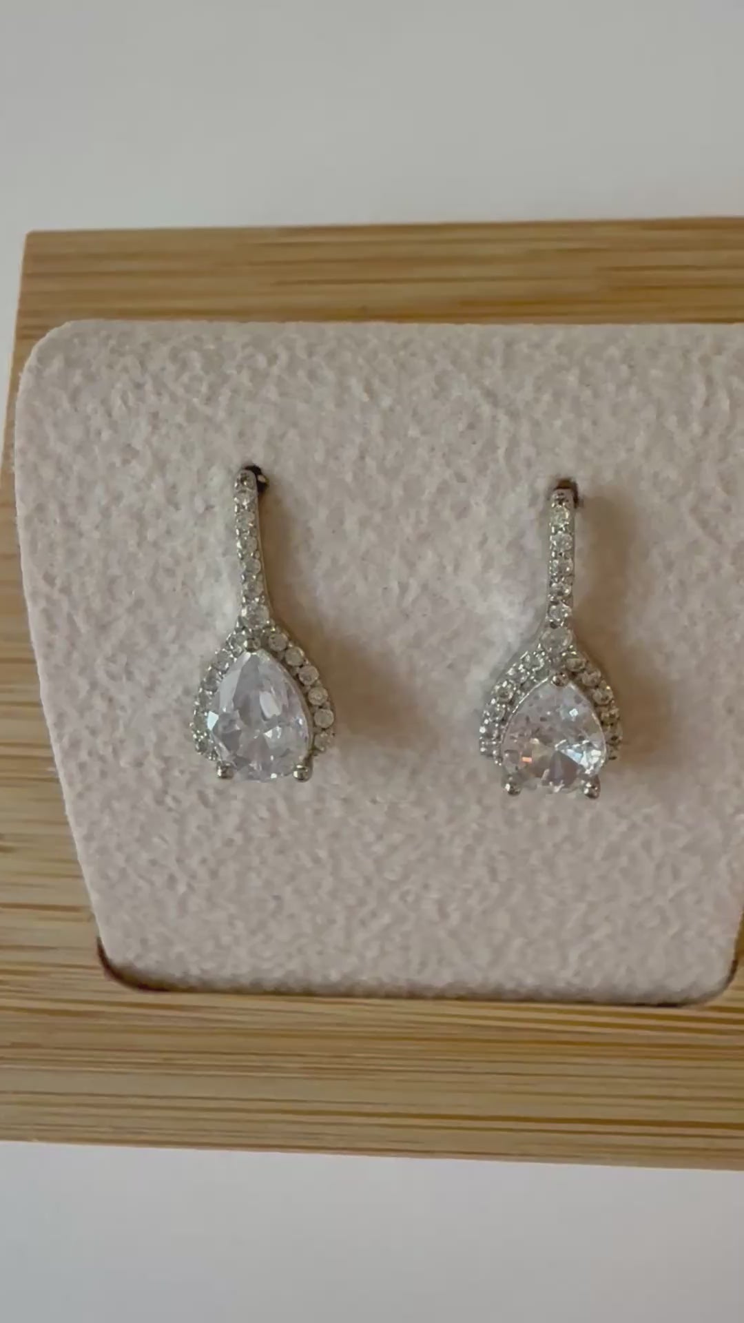 Sparkling Teardrop Earrings – Silver